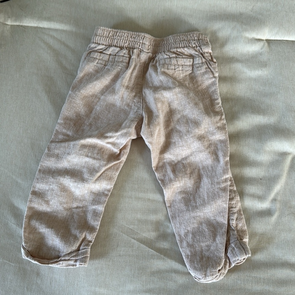Janie and Jack Linen Blend Baby Dress Pants, Beige - Size 12-18 Months - Picture 3 of 5